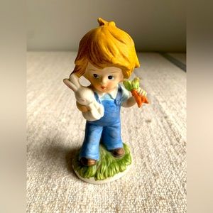 Vintage Homeco figurine Little boy with rabbit